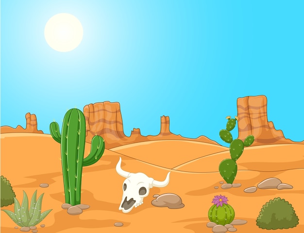 Premium Vector | Cartoon desert landscape