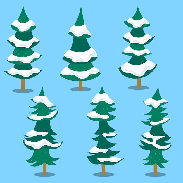 Download Cartoon doodle abstract mountaion pine tree snow | Premium ...