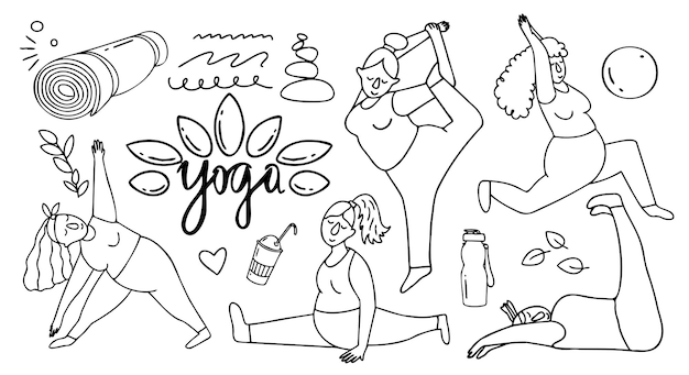 Premium Vector Cartoon Doodle Of Woman Doing Yoga In Various Poses Vector Illustration 7327