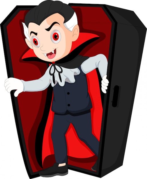 Premium Vector Cartoon Dracula Waking Up In Coffin