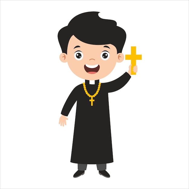 Premium Vector Cartoon drawing of a priest