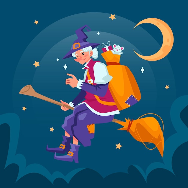 Premium Vector | Cartoon drawn befana