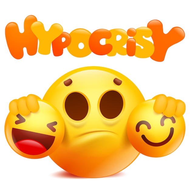 Premium Vector | Cartoon emoji yellow smile character hypocrisy.