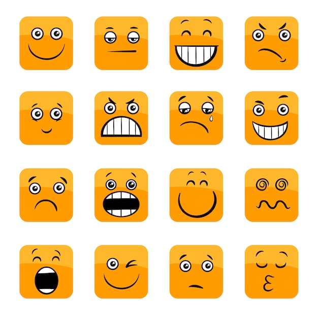 Premium Vector | Cartoon emoticons or facial emotions set