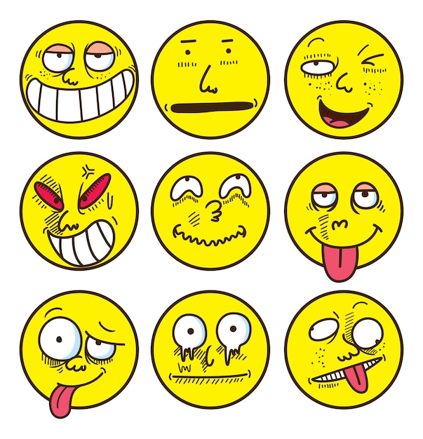 Cartoon face expression icon Vector | Premium Download