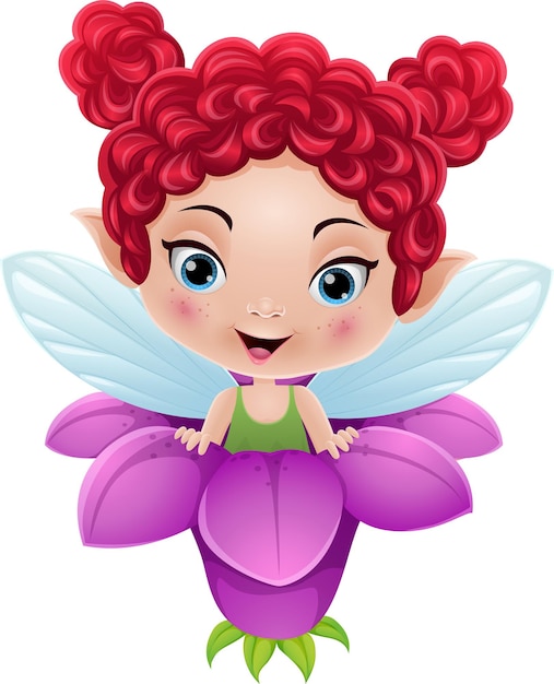 Premium Vector | Cartoon fairy inside the flower