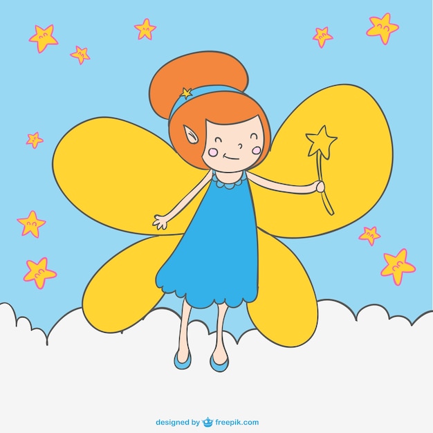 Cartoon fairy magic wand drawing Vector | Free Download