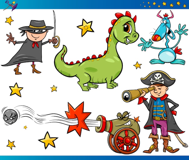 Premium Vector | Cartoon fantasy characters set