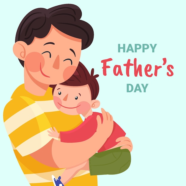 Father hugging son - Father's day Illustration Free Vector