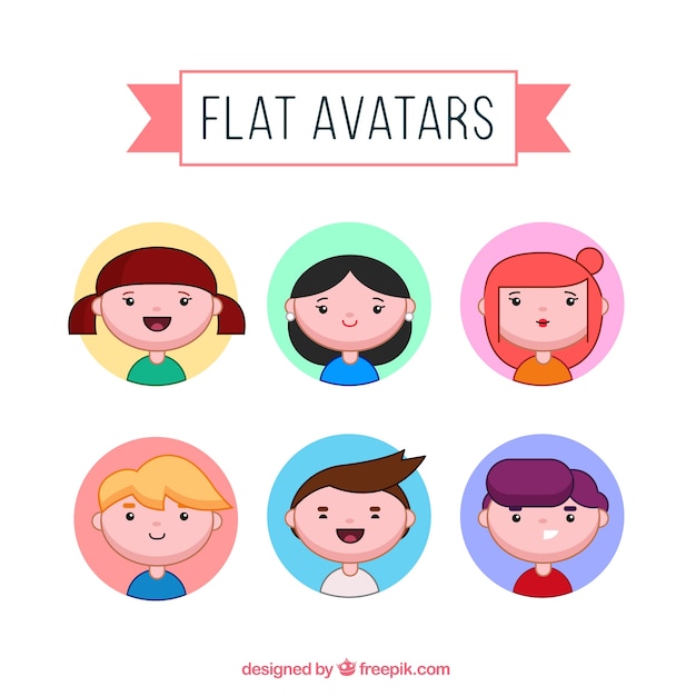 Cartoon flat avatars