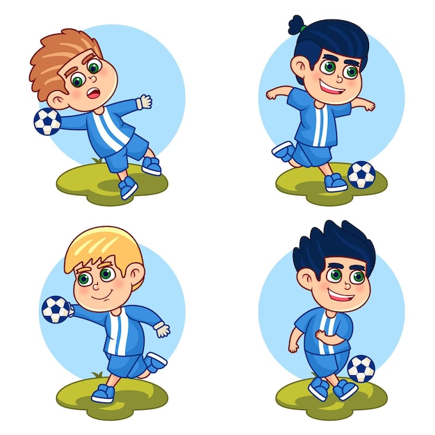 Download Free Vector | Cartoon football player pack