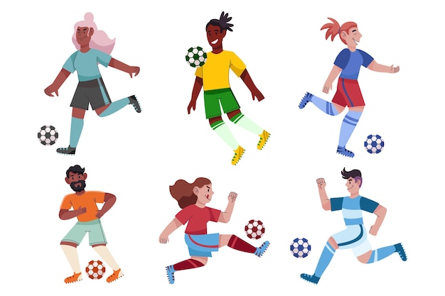 Premium Vector Cartoon Football Players Collection