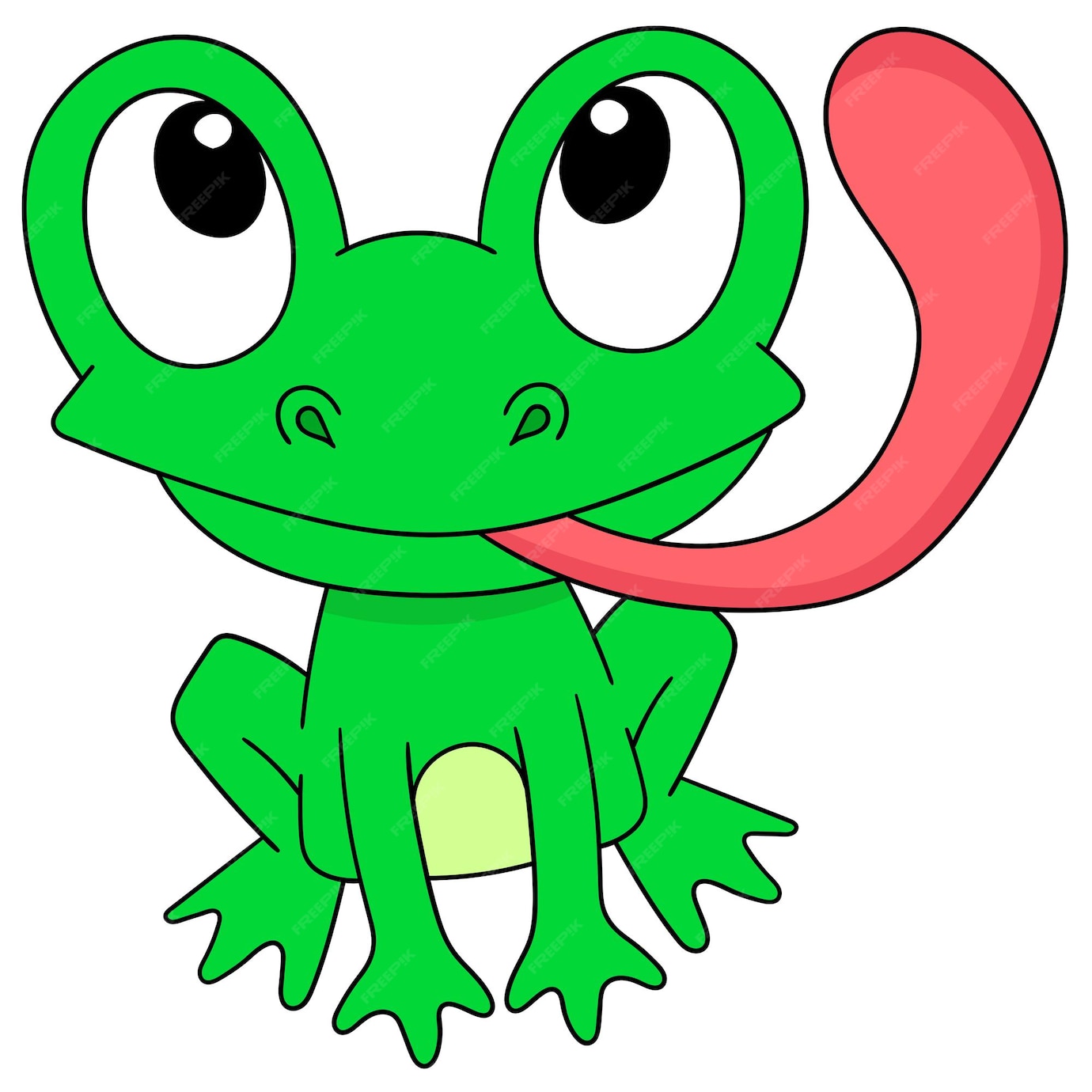 Premium Vector | Cartoon frog sticking out tongue with smiling face ...