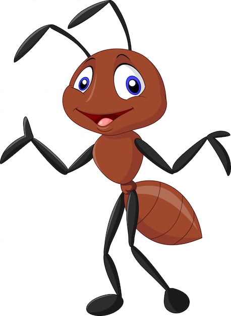 Cartoon funny ant waving | Premium Vector