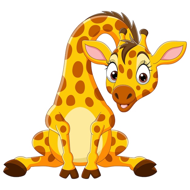 Premium Vector Cartoon  funny baby  giraffe  sitting