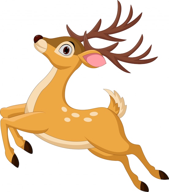 Premium Vector | Cartoon funny deer jumping isolated