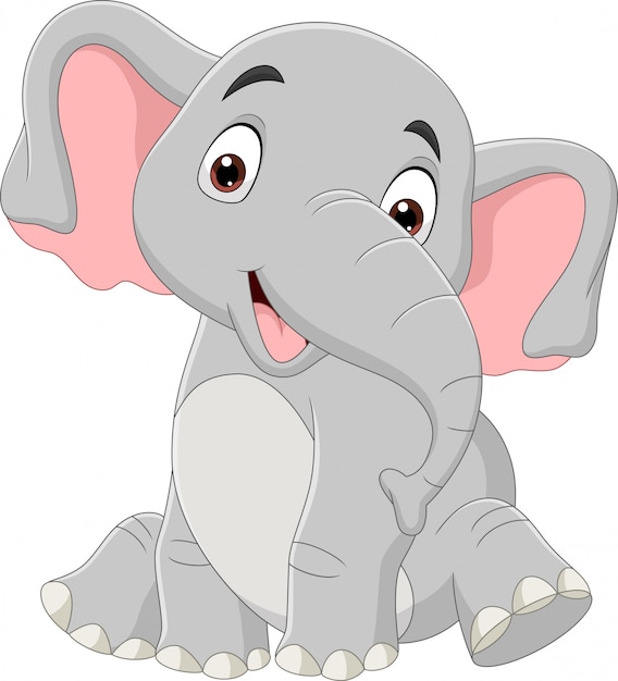 Premium Vector | Cartoon funny elephant sitting isolated on white ...