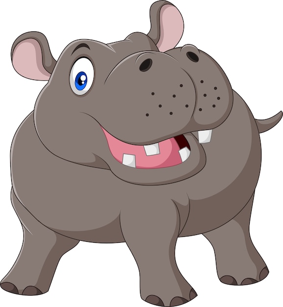 Premium Vector | Cartoon funny hippo isolated on white background