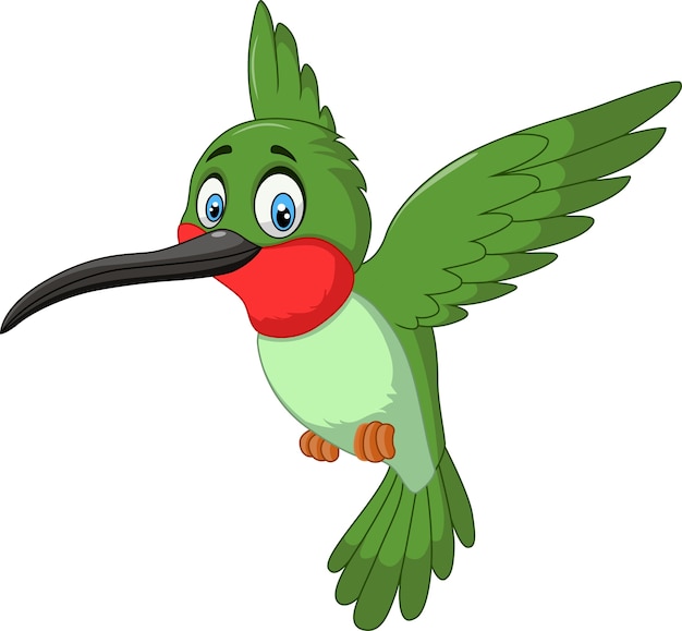 Premium Vector | Cartoon funny hummingbird flying