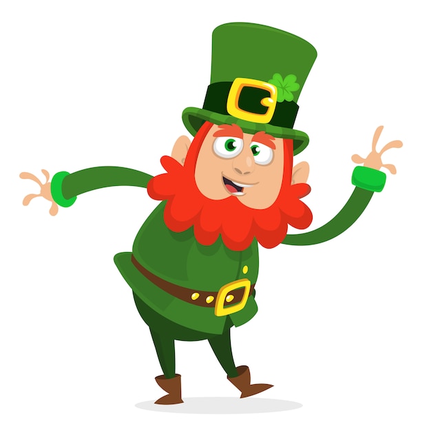 Cartoon funny leprechaun illustration | Premium Vector