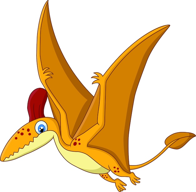 Premium Vector | Cartoon funny pterodactyl flying isolated on white ...