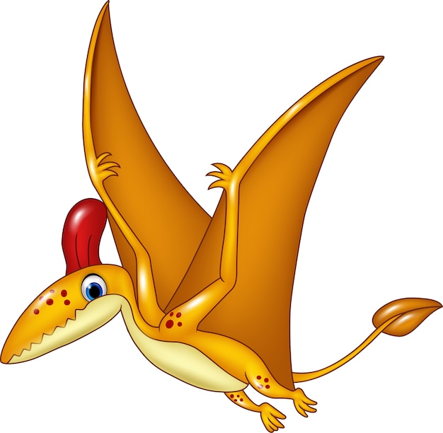 Premium Vector | Cartoon funny pterodactyl flying