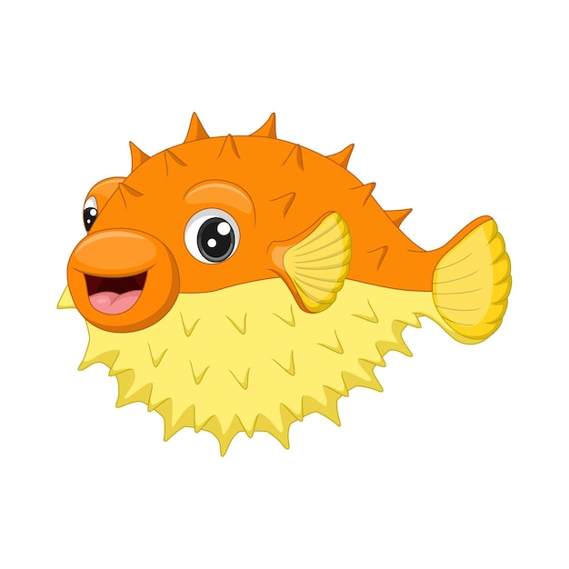 Premium Vector | Cartoon funny puffer fish isolated on white