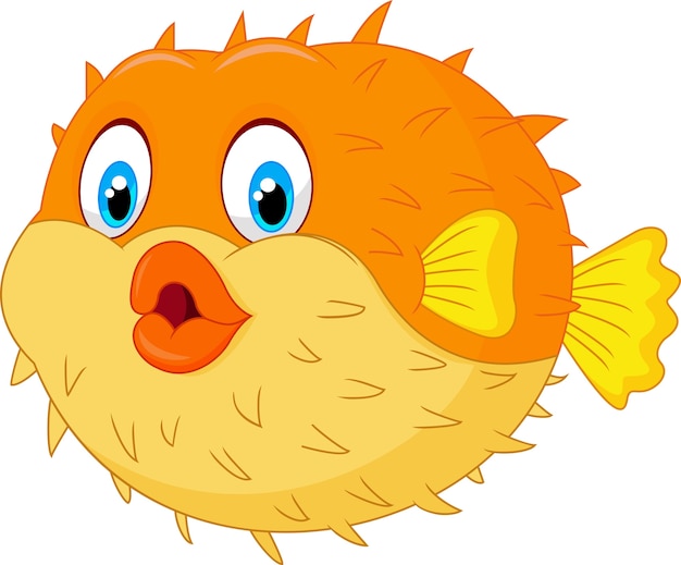 Premium Vector | Cartoon funny puffer fish