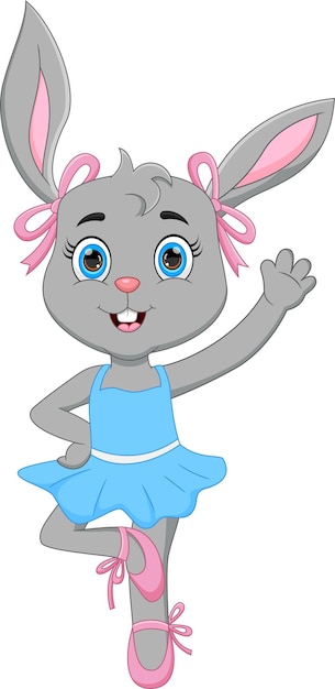 Premium Vector | Cartoon funny rabbit ballerina on white background