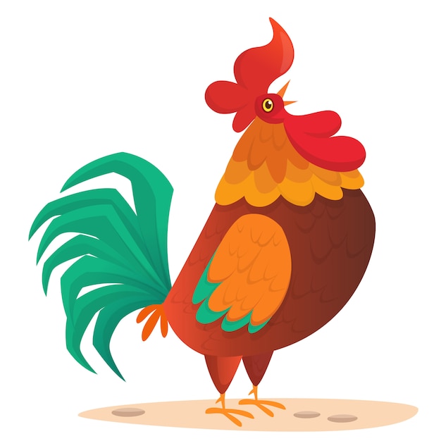 Cartoon funny rooster illustration Premium Vector