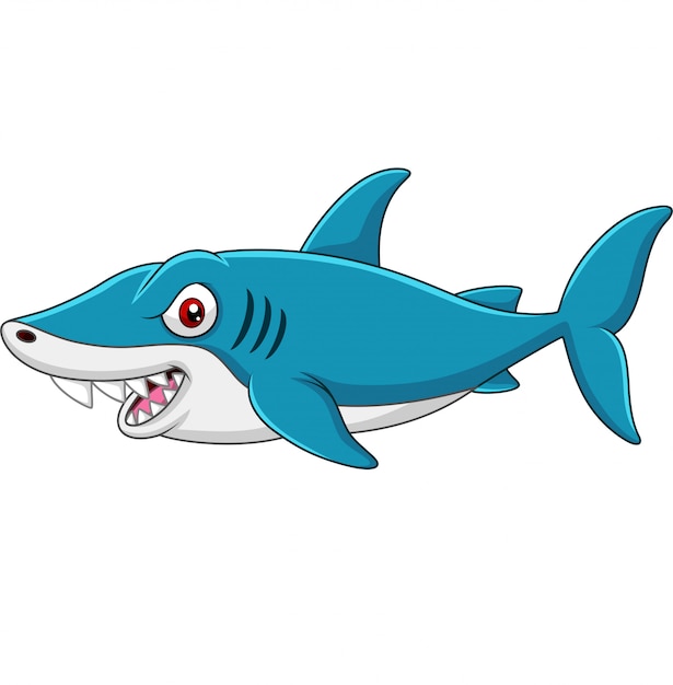 Download Premium Vector | Cartoon funny shark isolated on white ...