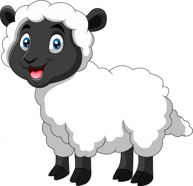 漫画面白い羊の笑顔 プレミアムベクター