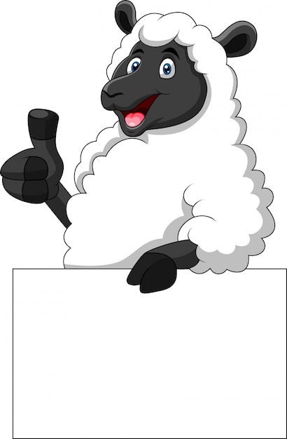 空白記号を保持している漫画面白い羊 プレミアムベクター