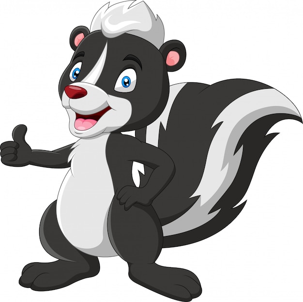 Premium Vector | Cartoon funny skunk thumb up