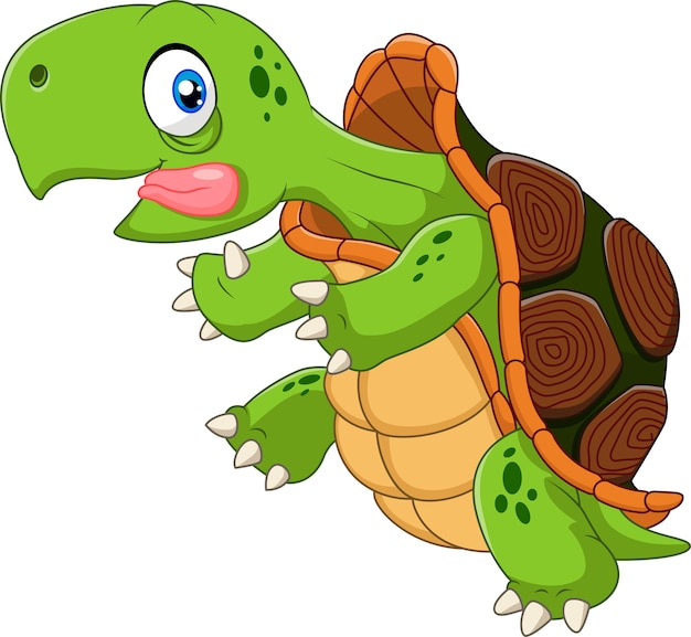 Premium Vector | Cartoon funny turtle running