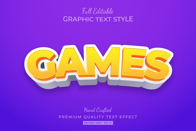 Premium Vector | Cartoon games editable 3d text style effect