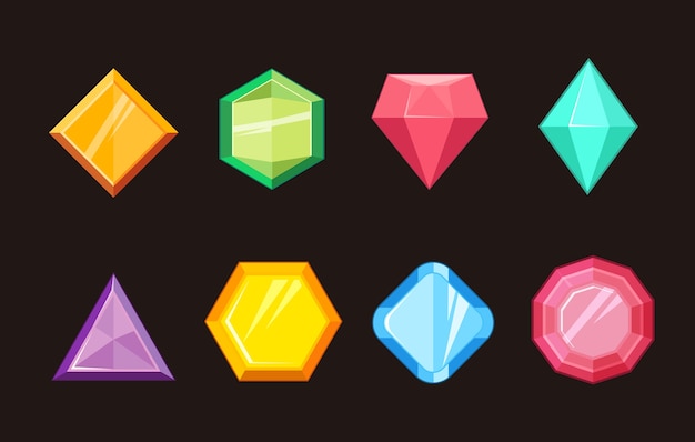 Premium Vector Crystal Jewel Gems Crystal Diamond Gem Jewels Game Gemstone Precious Luxury Brilliant Gems Symbols Illustration Set Gemstone Jewelry Sapphire And Treasure Mineral Accessories