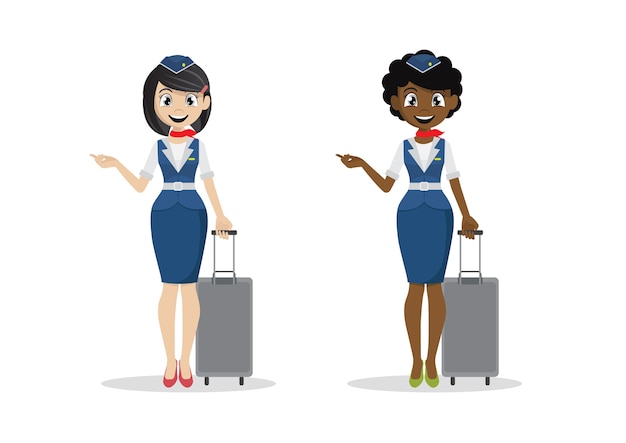 Premium Vector Cartoon Girl Air Hostess 6383