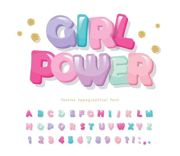 Download Premium Vector | Cartoon glossy font. cute alphabet for girls