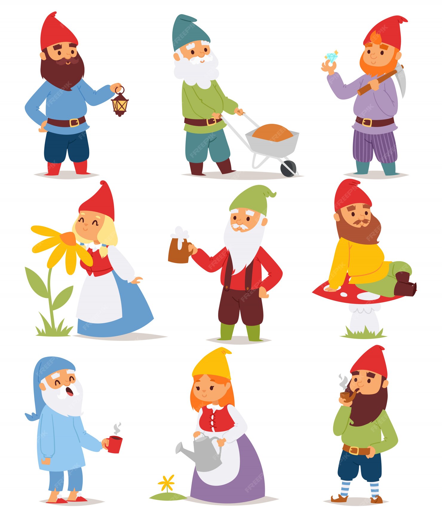 Premium Vector | Cartoon gnome characters.