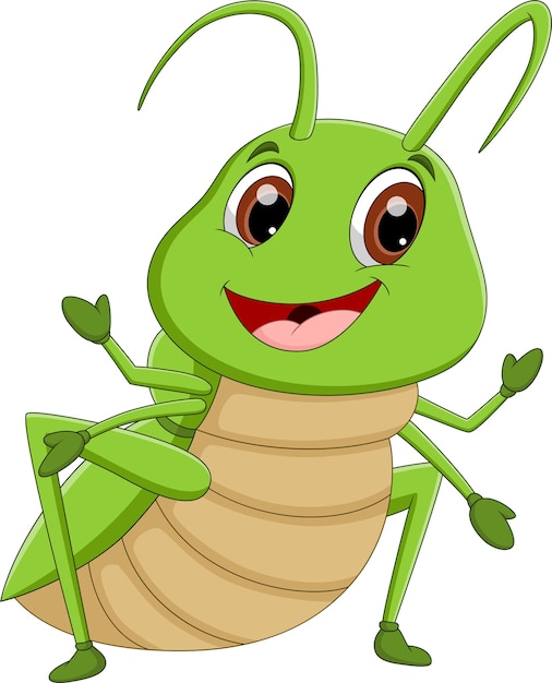 Premium Vector | Cartoon grasshopper posing and smiling