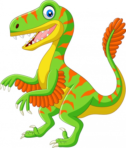 Premium Vector | Cartoon green velociraptor on white