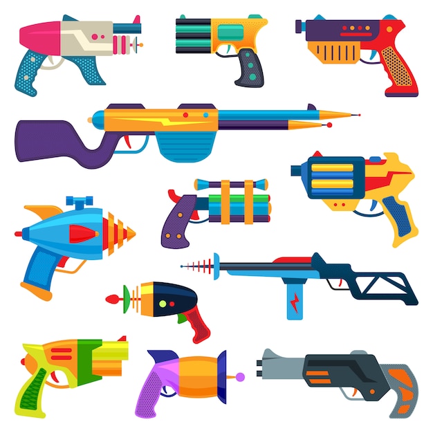 Premium Vector | Cartoon gun toy blaster for kids game with handgun and