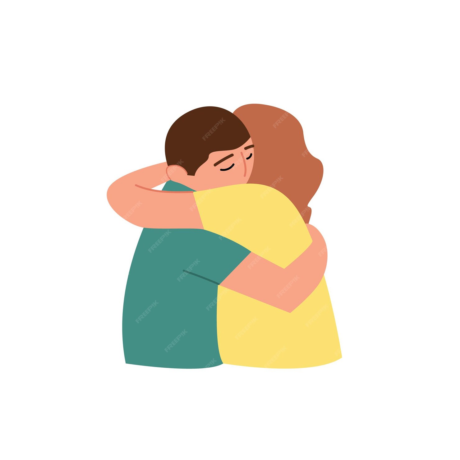 Premium Vector | Cartoon guy and girl hugging. support a friend in a ...