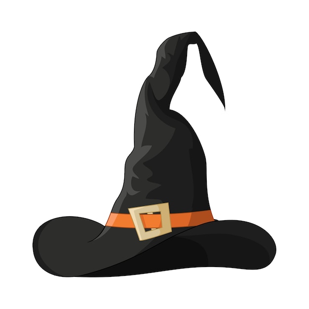 Premium Vector | Cartoon halloween black witch hat isolated on white