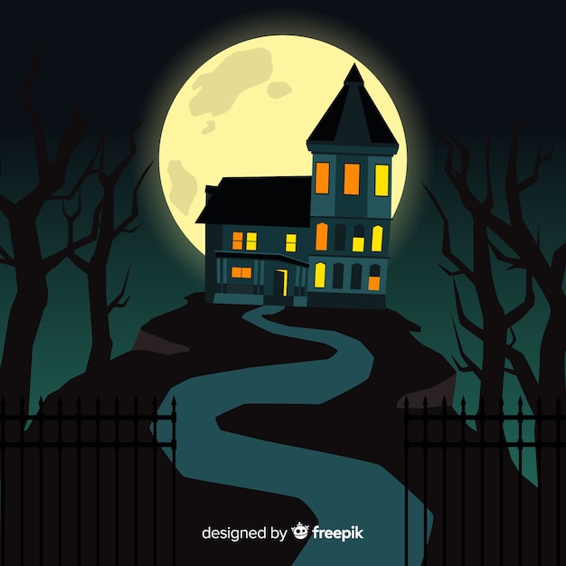 Cartoon halloween haunted house Vector | Free Download