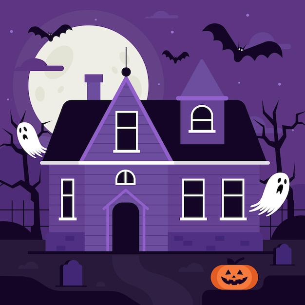 Free Vector | Cartoon halloween house