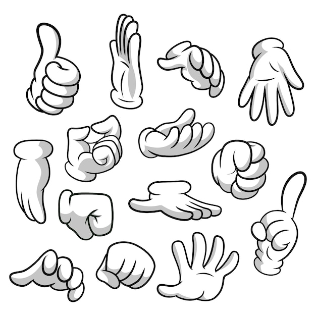 Premium Vector Cartoon Hands With Gloves Icon Set Isolated On White