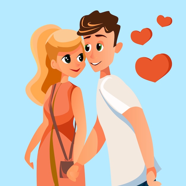 Premium Vector | Cartoon handsome man and beautiful woman portrait