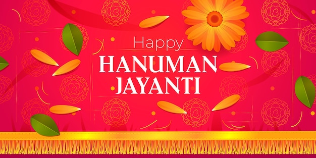 Free Vector Cartoon Hanuman Jayanti Horizontal Banner